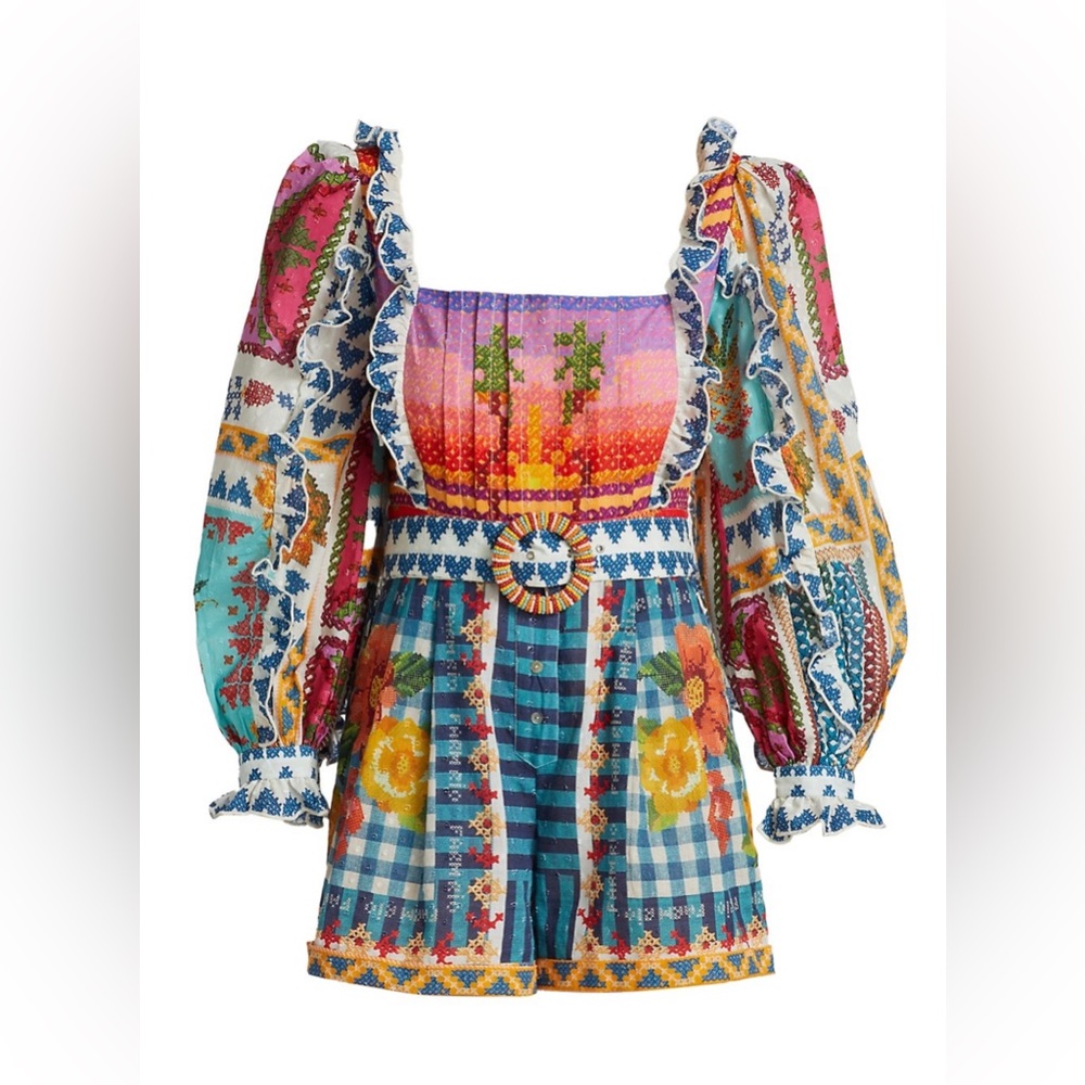 Farm Rio Summer Stiches Romper size Medium